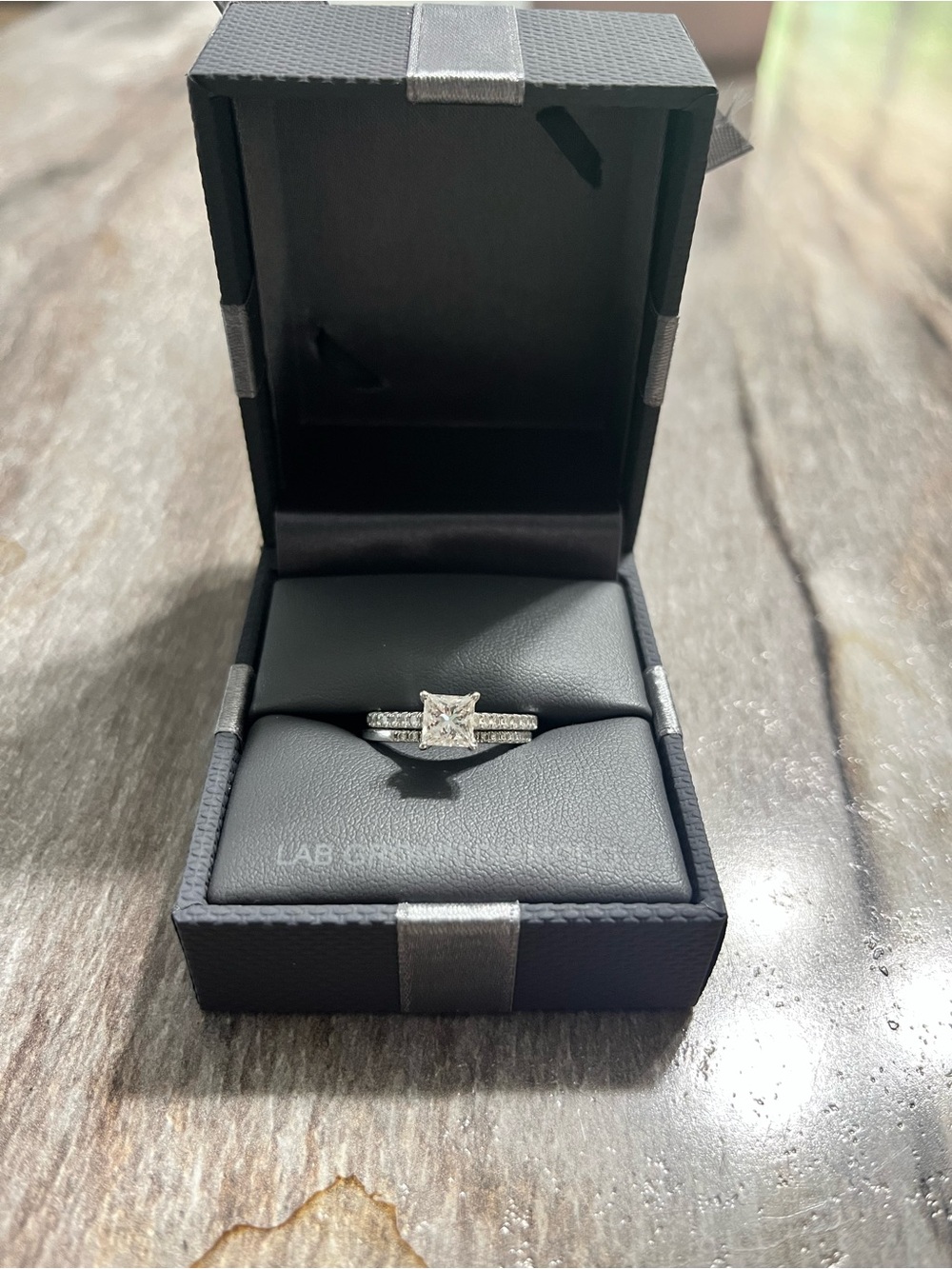 Princess-Cut Halo Engagement Ring Set in Silver
